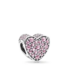 Серебряный шарм No Brand Искрящееся розовое сердце 792069PCZ (1341770395)