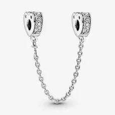 Срібний захисний ланцюжок No Brand Серця паве 797138CZ (1341786906)