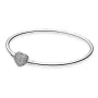 Срібний браслет No Brand бенгл серце Pave 590722CZ 16