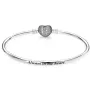 Срібний браслет No Brand бенгл серце Pave 590722CZ 16