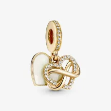 Срібний шарм No Brand Gold heart and infinity 759516C01