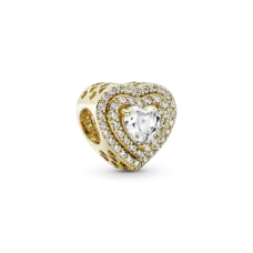 Срібний шарм No Brand Gold heart and infinity 759517C01