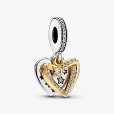 Серебряный шарм No Brand Сердца падающих звёзд 762203C01
