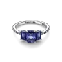 Серебряное кольцо No Brand Три синих прямоугольника 192389C01 50