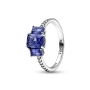 Серебряное кольцо No Brand Три синих прямоугольника 192389C01 50