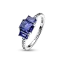 Серебряное кольцо No Brand Три синих прямоугольника 192389C01 50