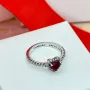 Срібна каблучка No Brand Червоне серце 162226C01 50