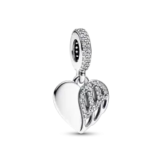 Серебряный шарм No Brand Сердце и ангел 1855624086