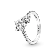 Срібна каблучка No Brand Два серця 191198C01 54