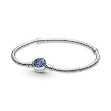 Срібний браслет No Brand Блискучий синій диск 599288C01 17