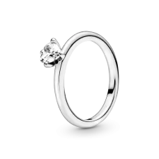 Серебряное кольцо No Brand с прозрачным камешком в форме сердца 198691C01 52