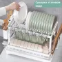 Двоярусна сушарка для посуду Urbankit з водовідливом та органайзером 42х30х29,5 см Білий (2222-368)