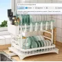 Двоярусна сушарка для посуду Urbankit з водовідливом та органайзером 42х30х29,5 см Білий (2222-368)