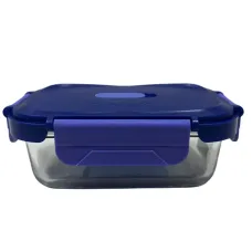 Ємність для їжі скляна з пластиковою кришкою Luminarc Click Clack X0088 370 мл Синій (23737)