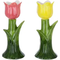 Набір інтер'єрних свічників Bona Tulip 17 см 2 шт Pink Yellow (DP261775)