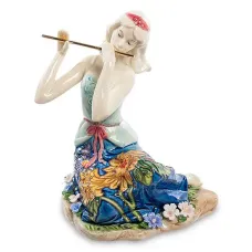 Інтер'єрна фігурка Pavone Girl with a flute 15 см Блакитний (261894)