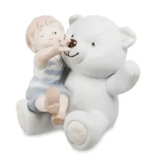 Інтер'єрна фігурка Pavone Boy with teddy bear 9 см Білий (261912)