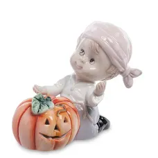 Інтер'єрна фігурка Pavone Boy with pumpkin 11 см Білий (261915)