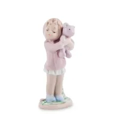 Інтер'єрна фігурка Pavone Girl with a toy 11 см Рожевий (261951)