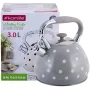 Чайник для плити  із нержавіючої сталі 3л Grey with white polka dots
 Kamille DP262109