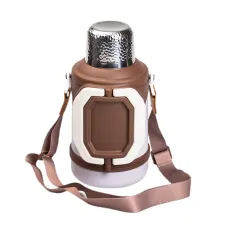 Термос для туризму з фліп кришкою та складними ручками YIWU Vacuum Cup 1500 мл Коричневий (HP-14-21W)