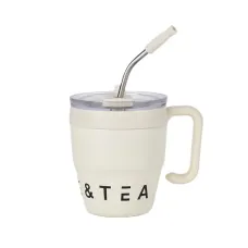 Термочашка с трубочкой и двойным открыванием YIWU Coffee & Tea 480 мл Белый (HP-14-23BE)