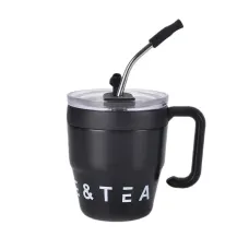 Термочашка с трубочкой и двойным открыванием YIWU Coffee & Tea 480 мл Черный (HP-14-23B)