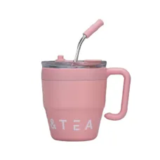 Термочашка с трубочкой и двойным открыванием YIWU Coffee & Tea 480 мл Розовый (HP-14-23P)