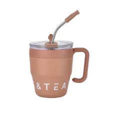 Термочашка с трубочкой и двойным открыванием YIWU Coffee & Tea 480 мл Коричневый (HP-14-23BR)