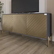 Тумба Lion Амарант 168x40x76.5 см Антрацит/Перламутровий металік (LION-043039) Тумба Lion Амарант 168x40x76.5 см Антрацит/Перламутровий металік (LION-043039)