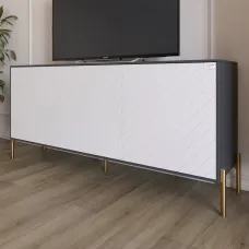 Тумба Lion Амарант 168x40x76.5 см Антрацит/Білий (LION-043048) Тумба Lion Амарант 168x40x76.5 см Антрацит/Білий (LION-043048)