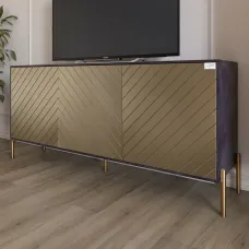 Тумба Lion Амарант 168x40x76.5 см Бетон темний/Перламутровий металік (LION-043061) Тумба Lion Амарант 168x40x76.5 см Бетон темний/Перламутровий металік (LION-043061)