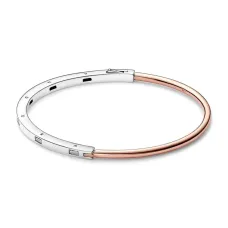 Браслет бангл двокольоровий No Brand I-D з паве 582740C01 18 см (2543961608)