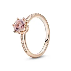 Каблучка з короною та рожевим каменем No Brand 188289C01 50 (2553942269)
