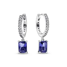 Серьги с синим кристаллом и прозрачными камешками No Brand 292381C01 (2558031259)
