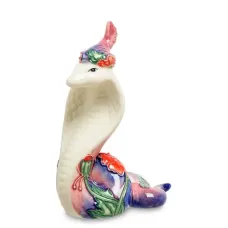 Інтер'єрна фігурка Pavone Cobra in a fancy hat with a poppy on the side 11x8 см Білий (262975)