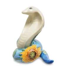 Інтер'єрна фігурка Pavone Cobra with sunflower on the side 10x8 см Блакитний (262979)