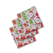 Набір новорічних серветок для сервірування Прованс Санта 40х40 см Різнокольоровий 3 шт (9625)