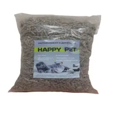 Гігієнічний деревний наповнювач для туалету тварин AGRO-V Happy Pet 5 кг (1608)