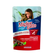 Вологий корм для дорослих кішок Morando Migliorgatto Pouch з яловичиною та морквою 100 г (01401B) Вологий корм для дорослих кішок Morando Migliorgatto Pouch з яловичиною та морквою 100 г (01401B)