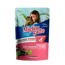Вологий корм для дорослих кішок Morando Migliorgatto Pouch з лососем та тунцем 100 г (01403B0 Вологий корм для дорослих кішок Morando Migliorgatto Pouch з лососем та тунцем 100 г (01403B0