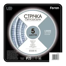 Светодиодная led лента Feron LS606 12 В 6500К 14.4 Вт/м 5 м Белый (2692689608)
