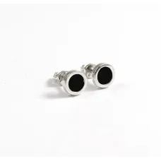 Пусети коло з оніксом Maxi Silver 9515 1.2 см Сріблясто-чорний