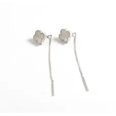 Серьги протяжки клевер с перламутром Maxi Silver 9514 0.9 см Серебристый