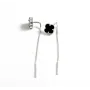 Серьги протяжки клевер с ониксом Maxi Silver 9513 0.9 см Серебристо-черный