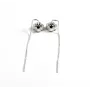 Серьги протяжки клевер с ониксом Maxi Silver 9513 0.9 см Серебристо-черный