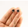 Серьги протяжки клевер с ониксом Maxi Silver 9513 0.9 см Серебристо-черный