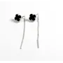 Серьги протяжки клевер с ониксом Maxi Silver 9513 0.9 см Серебристо-черный