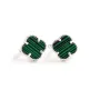 Серьги клевер с малахитом Maxi Silver 9492 1.1 см Серебристо-зеленый