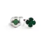 Серьги клевер с малахитом Maxi Silver 9492 1.1 см Серебристо-зеленый